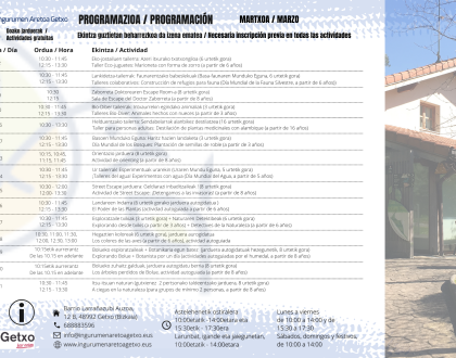 Programa especial de actividades en Semana Santa