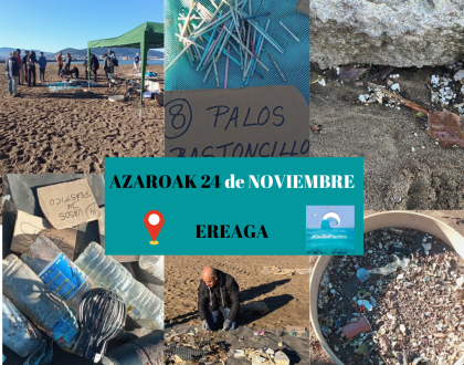 RECOGIDA DE BASURA EN LA PLAYA DE EREAGA CON OLASINPLÁSTICO