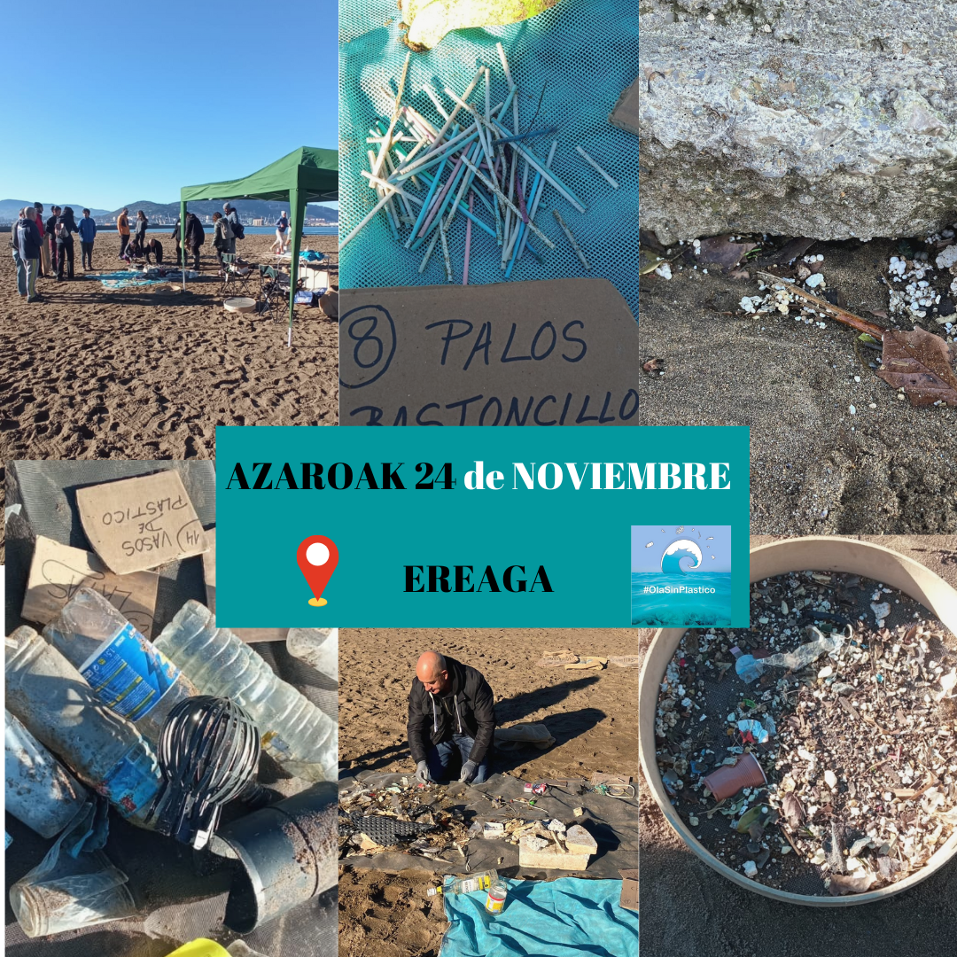 RECOGIDA DE BASURA EN LA PLAYA DE EREAGA CON OLASINPLÁSTICO